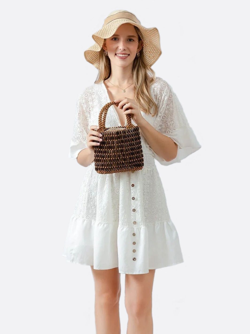 Wooden bead handbag - Oreela